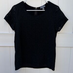 Market & Spruce Black Lace Short Sleeve Blouse
